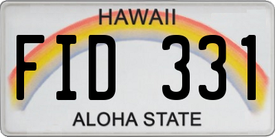 HI license plate FID331