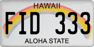 HI license plate FID333