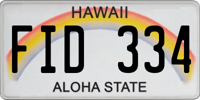HI license plate FID334