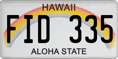 HI license plate FID335
