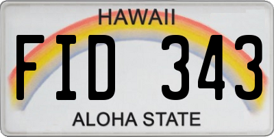 HI license plate FID343