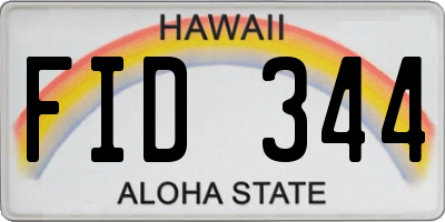 HI license plate FID344