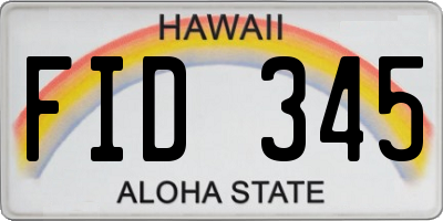 HI license plate FID345
