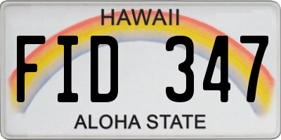 HI license plate FID347