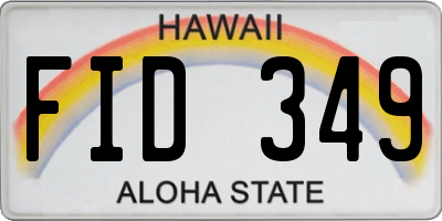 HI license plate FID349