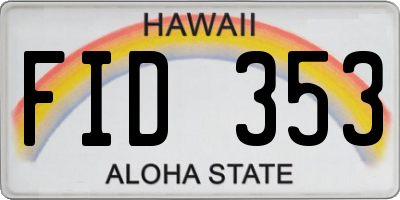 HI license plate FID353