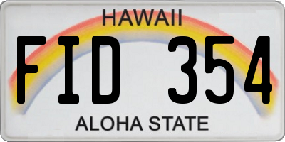 HI license plate FID354