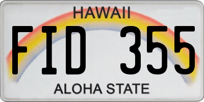 HI license plate FID355