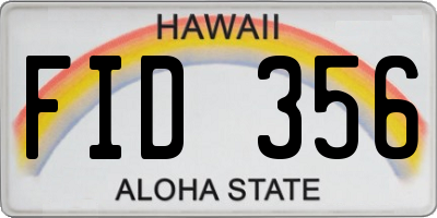 HI license plate FID356
