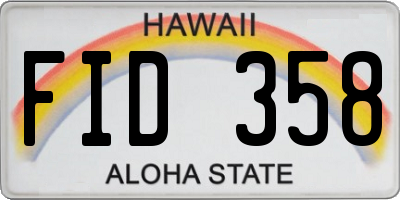 HI license plate FID358