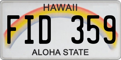 HI license plate FID359