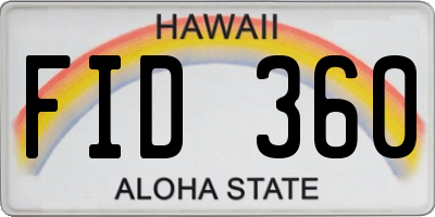 HI license plate FID360