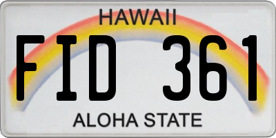 HI license plate FID361