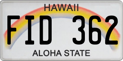 HI license plate FID362