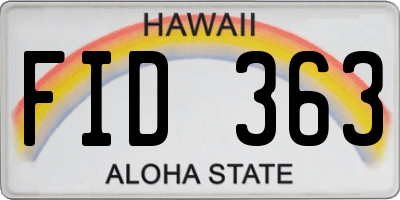 HI license plate FID363