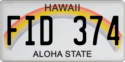 HI license plate FID374
