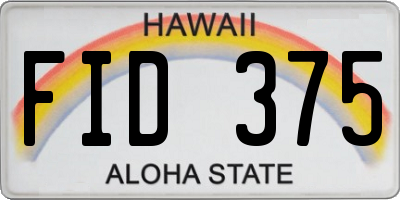 HI license plate FID375