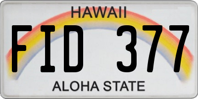 HI license plate FID377