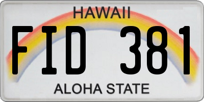 HI license plate FID381