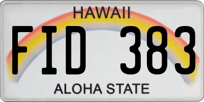 HI license plate FID383