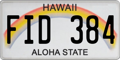 HI license plate FID384