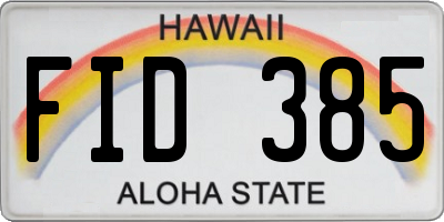 HI license plate FID385
