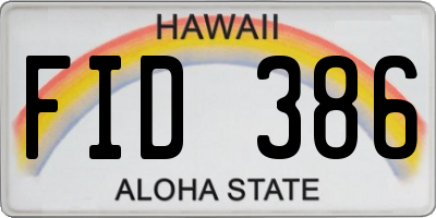 HI license plate FID386