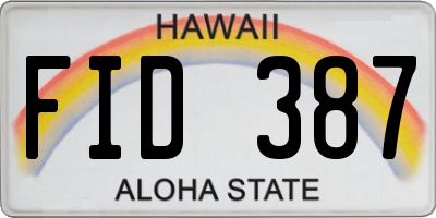 HI license plate FID387