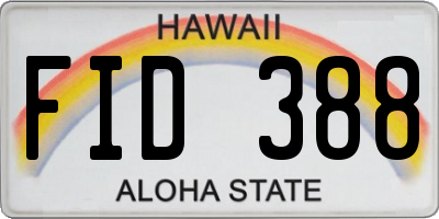 HI license plate FID388