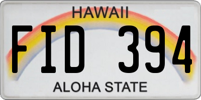 HI license plate FID394