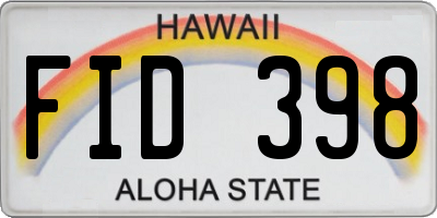 HI license plate FID398