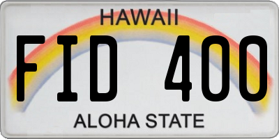 HI license plate FID400