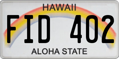 HI license plate FID402