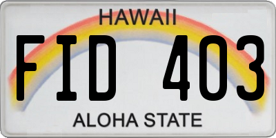 HI license plate FID403
