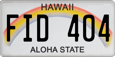 HI license plate FID404