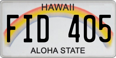 HI license plate FID405