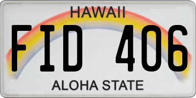 HI license plate FID406