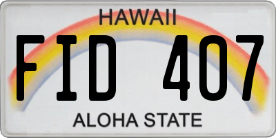 HI license plate FID407