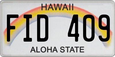 HI license plate FID409
