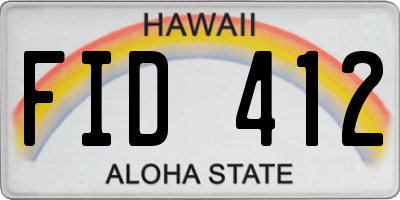 HI license plate FID412