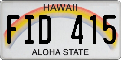 HI license plate FID415