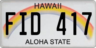 HI license plate FID417