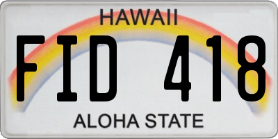 HI license plate FID418