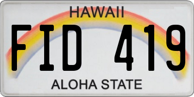 HI license plate FID419