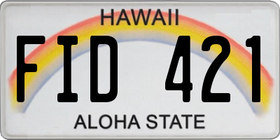 HI license plate FID421