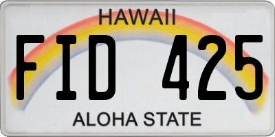 HI license plate FID425