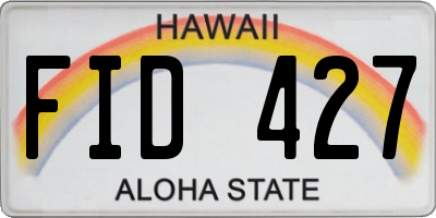 HI license plate FID427
