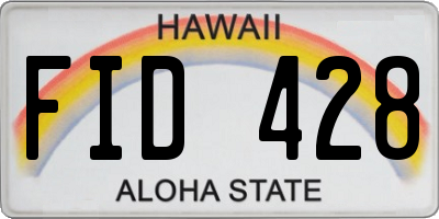 HI license plate FID428