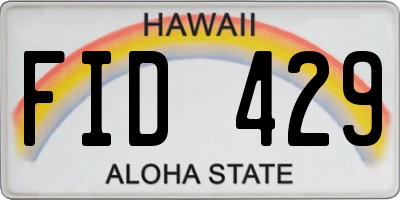 HI license plate FID429