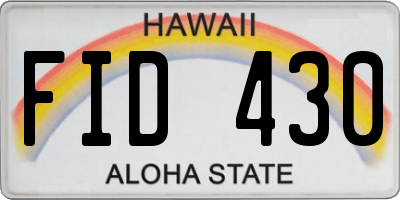 HI license plate FID430